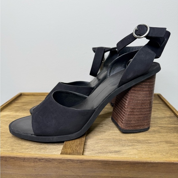 Dolce Vita Aaliyah Block Heel Sandals Leather Black Strap Womens Size 10 EUC - Picture 6 of 10